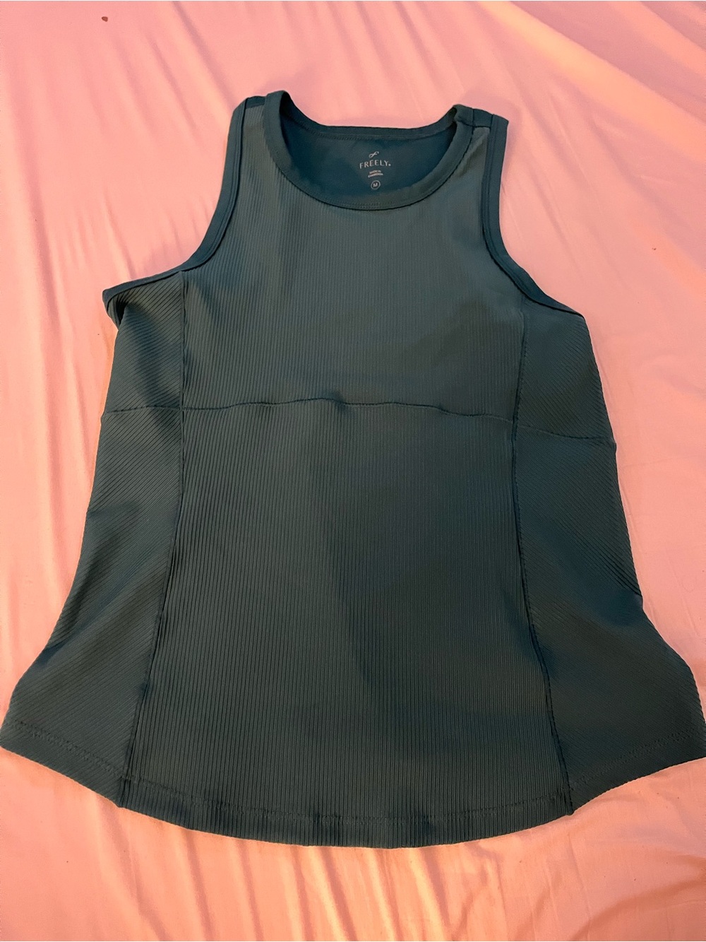 FREILY Teal Ribbed Tank Top — Sleeveless Active Tee